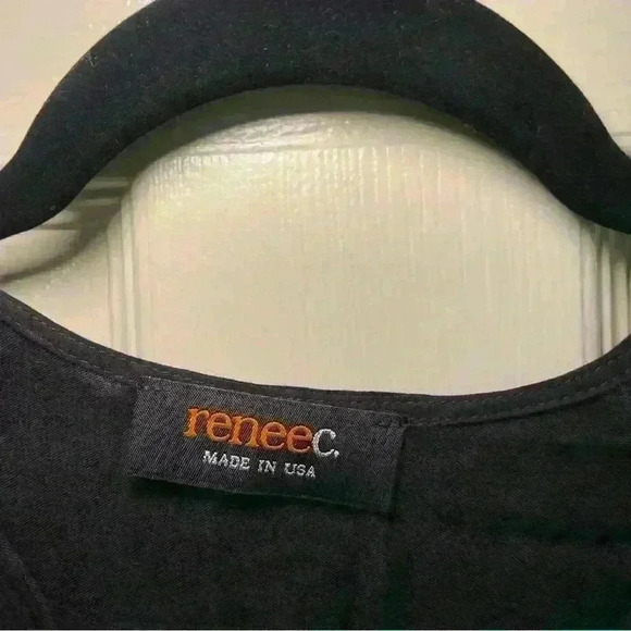 Embroidered ReneeC Black Multicolor Print Boho Maxi Dress Bohemian Peasant Lined - Picture 3 of 9